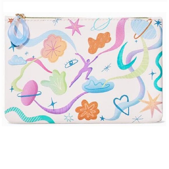 Ipsy Glam Bag Zippered Pouch Cosmetics Bag in Light Pink with Dreamy Designs - Picture 8 of 8